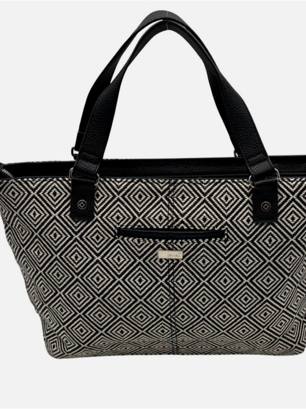 Jewell Black & White Geometric diamond convertible shoulder and crossbody bag
